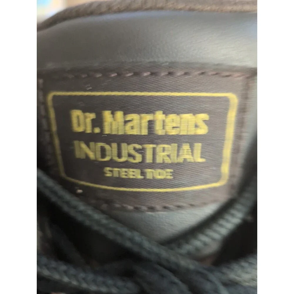 Dr Martens Men's Size 12 Air Wair Industrial Brown Leather Boots Steel Toe Ankle